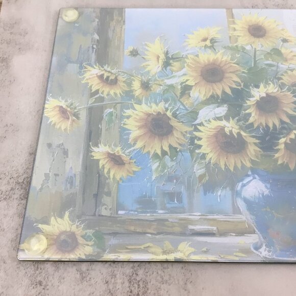 Rustic Sunflower Oil Painting Glass Cutting Board - Picture 9 of 13